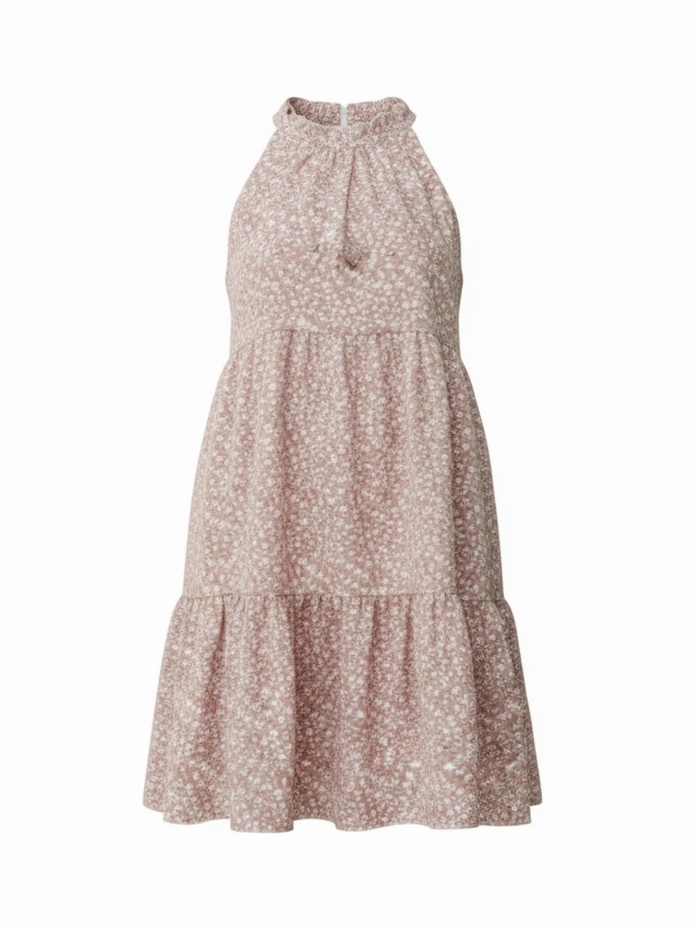 Sleeveless Pink Floral Tiered Dress